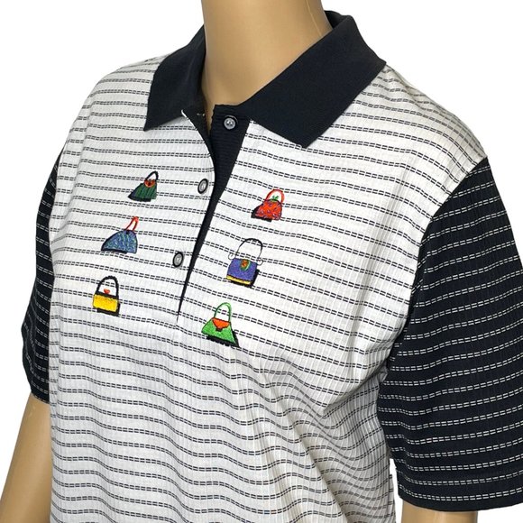 Vintage Blast Petites Women's S PS Blouse Short Sleeve Embroidered Purses Polo S - Picture 5 of 12